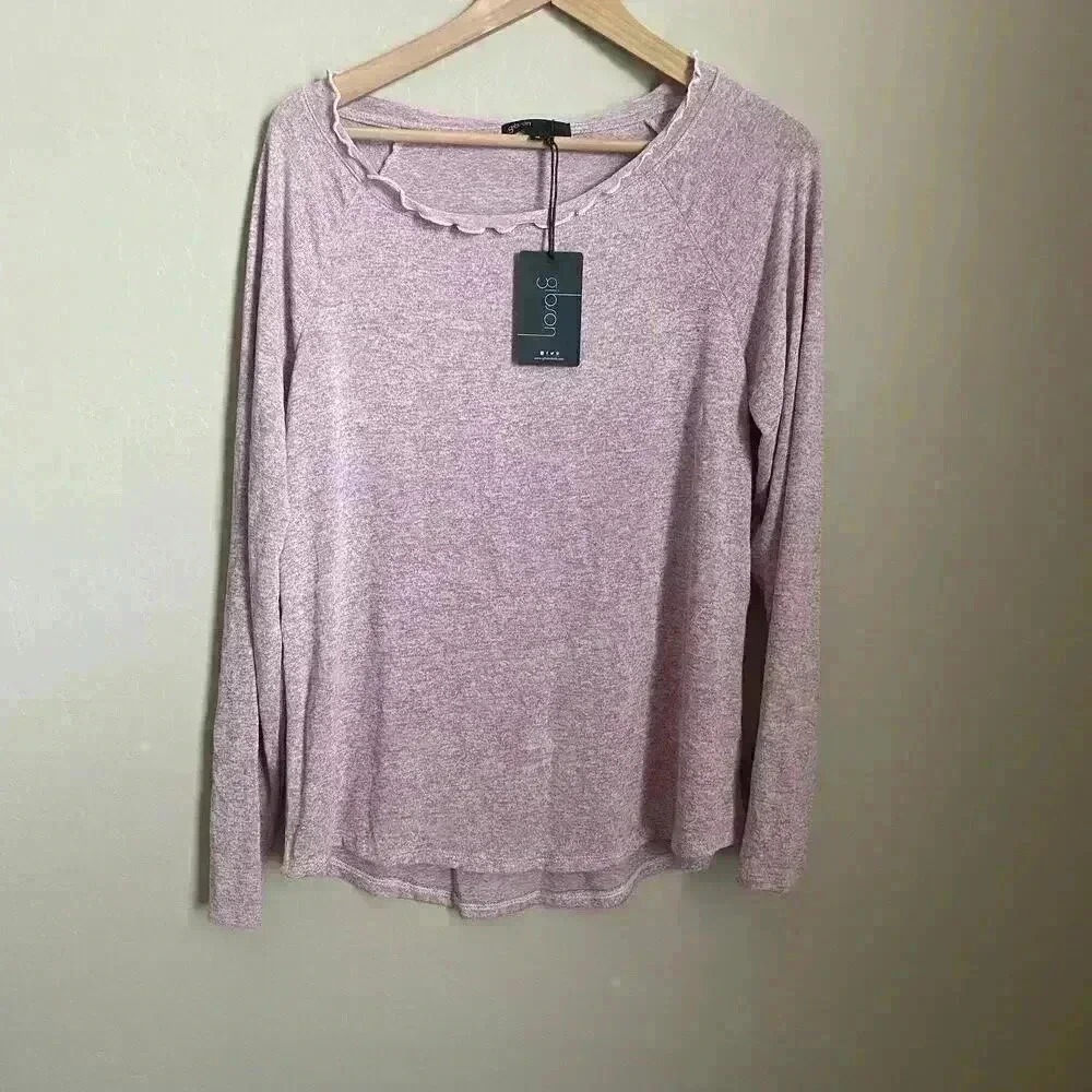 Gibson Ruffled Edge Raglan Pullover Size Medium - Picture 2 of 5
